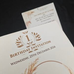 Elegant Rustic Floral 1st Birthday Invitation – Premium Cream Edition