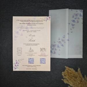 Butterfly Pastel Christian Wedding Invitation with Frosted Vellum Wrap – Venita Edition