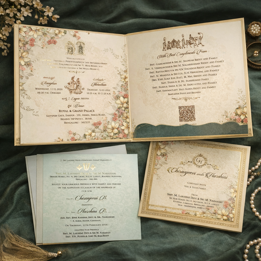 Divine Ganesh Vintage Floral Wedding Invitation Box with Premium Rigid Case – Heritage Blessings Edition