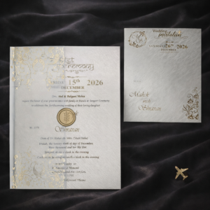 Elegant Ivory Vellum Gold Wedding Invitation