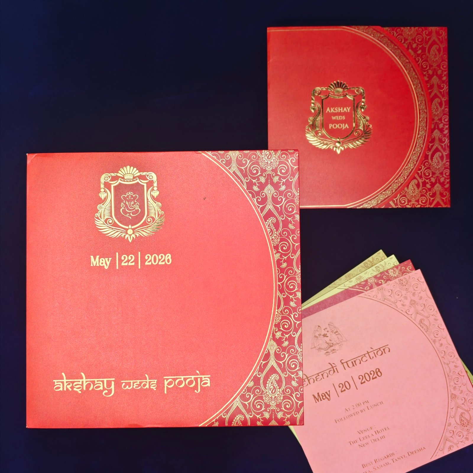 Traditional Red Gold Wedding Invitation - Premium classic