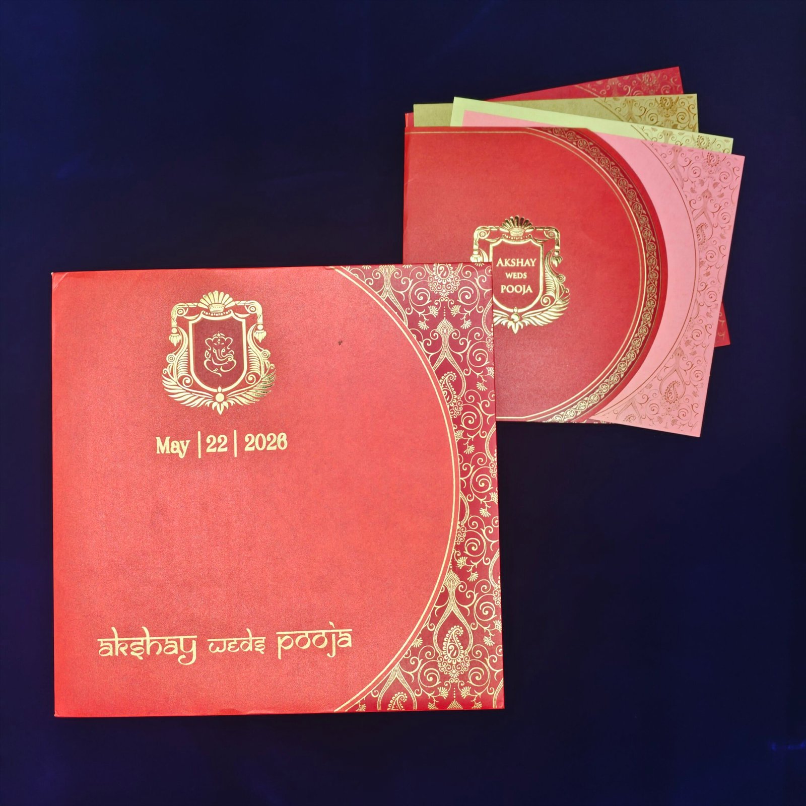 Traditional Red Gold Wedding Invitation - Premium classic