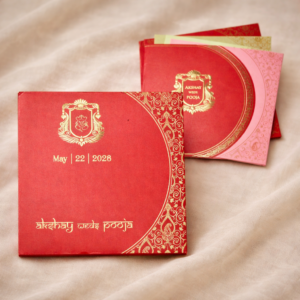 Traditional Red Gold Wedding Invitation - Premium classic