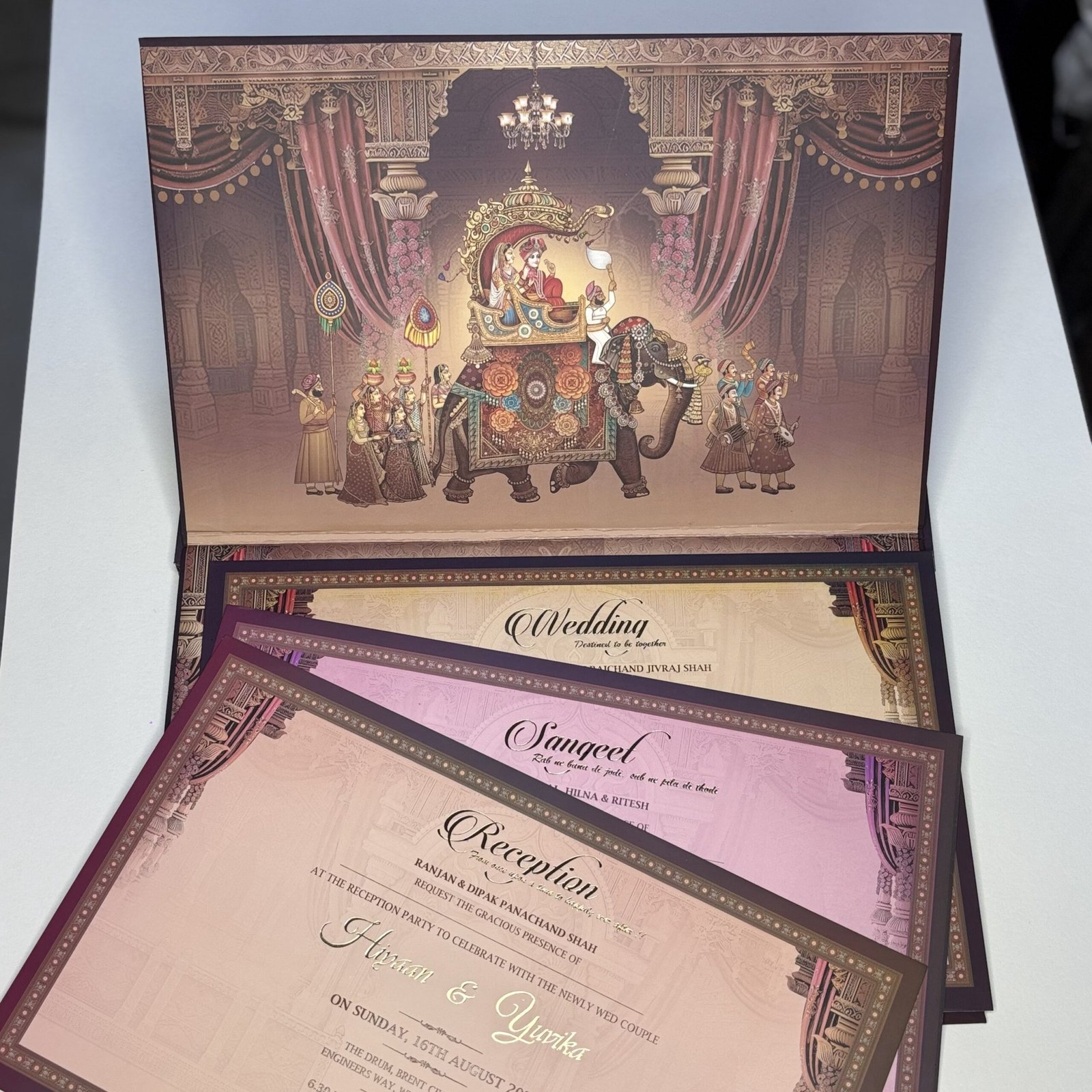 Premium Royal Wedding Invitation Card with Baraat Illustration & Multi-Event Inserts – Regal Heritage Series