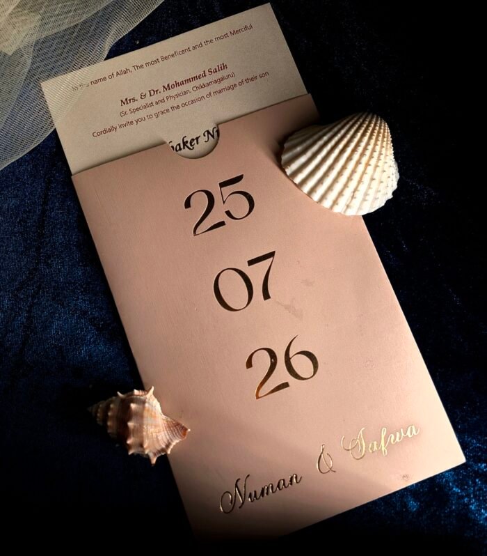 Minimalist Wedding Invitation with Premium Date Cut Sleeve