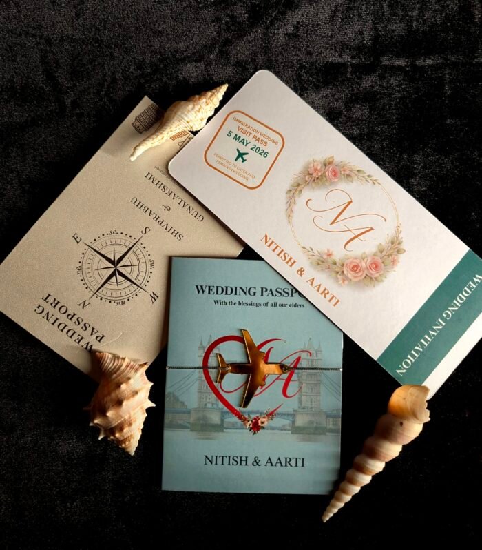 Personalised Passport Wedding Invitation with Boarding Pass & Travel Theme