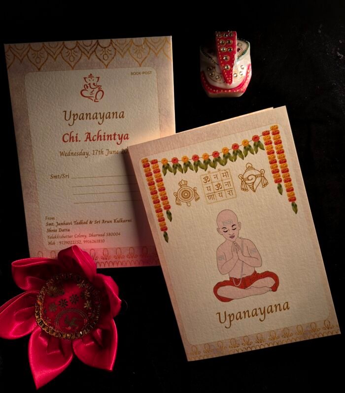 Traditional Upanayana Invitation Card | Premium Sacred Thread Ceremony Invitation with Book Post Cover