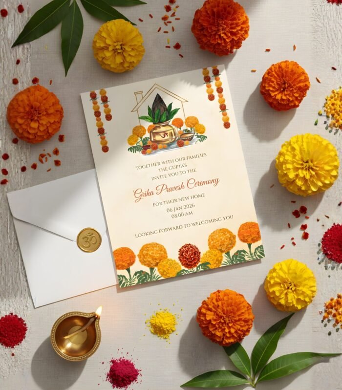 Traditional Griha Pravesh Housewarming Invitation