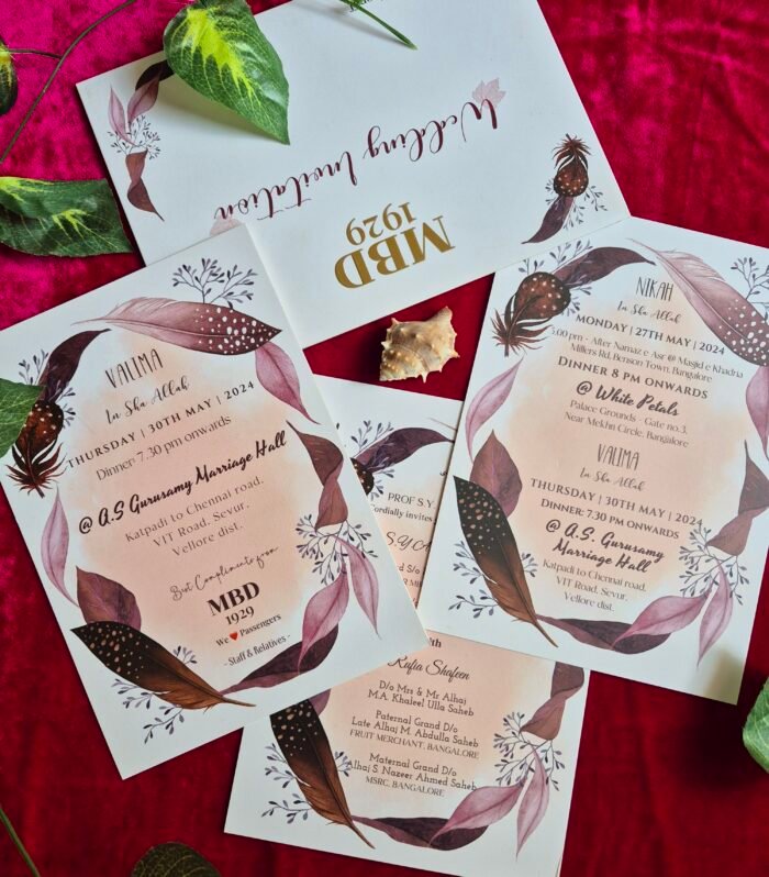 Premium Botanical Muslim Nikah Wedding Invitation Card