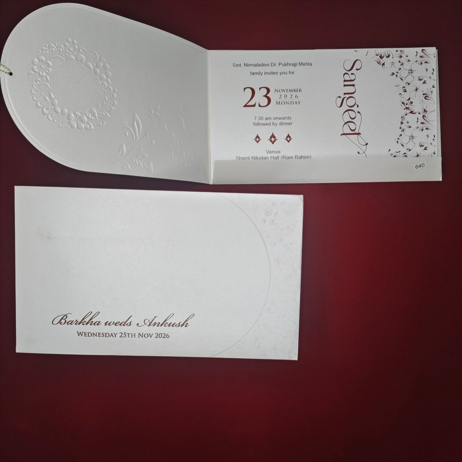 Elegant Ivory Gold Floral Wedding Invitation - Image 4