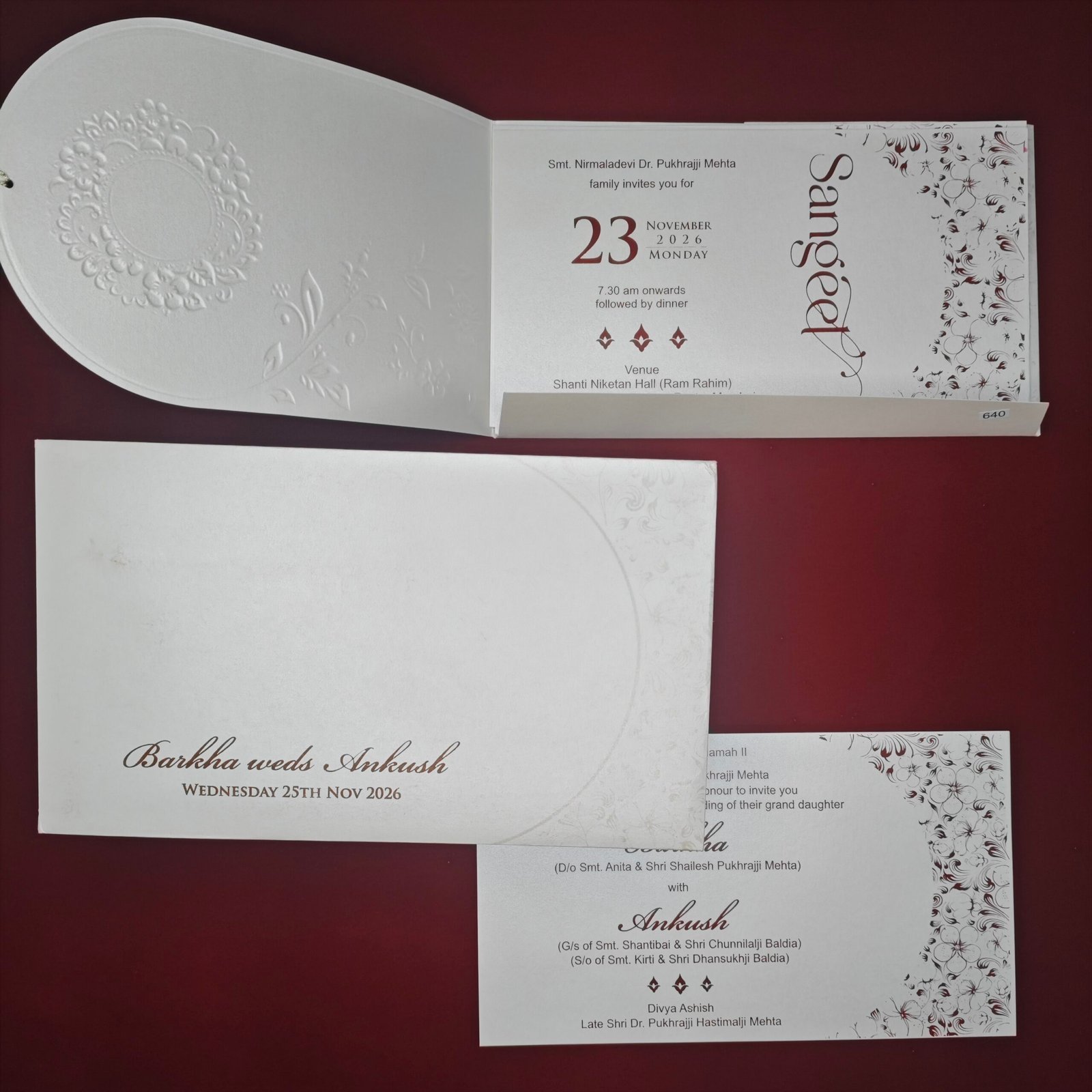 Elegant Ivory Gold Floral Wedding Invitation - Image 6