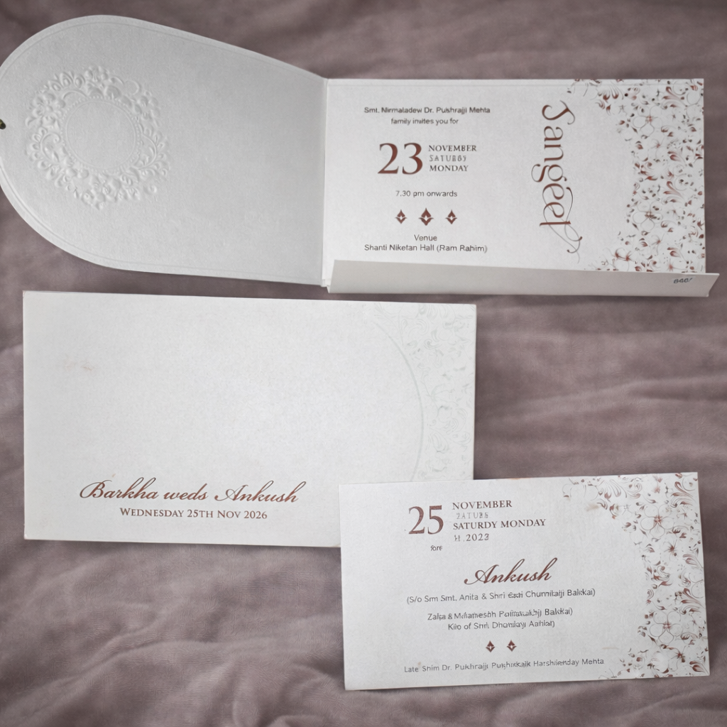 Elegant Ivory Gold Floral Wedding Invitation - Image 2