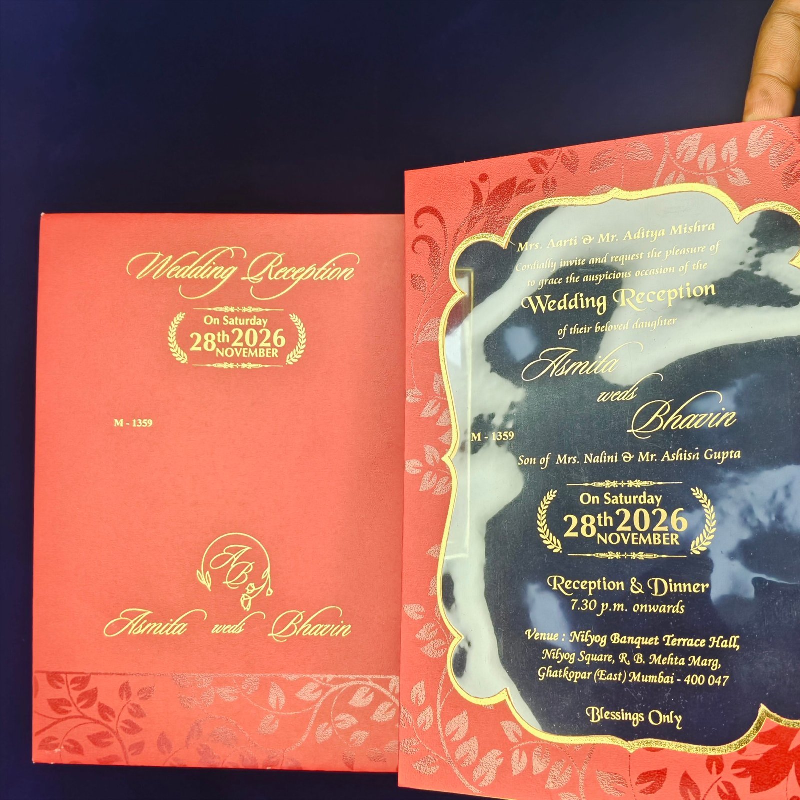 Royal Red Pocket Fold Wedding Invitation with Multi Inserts - Image 5