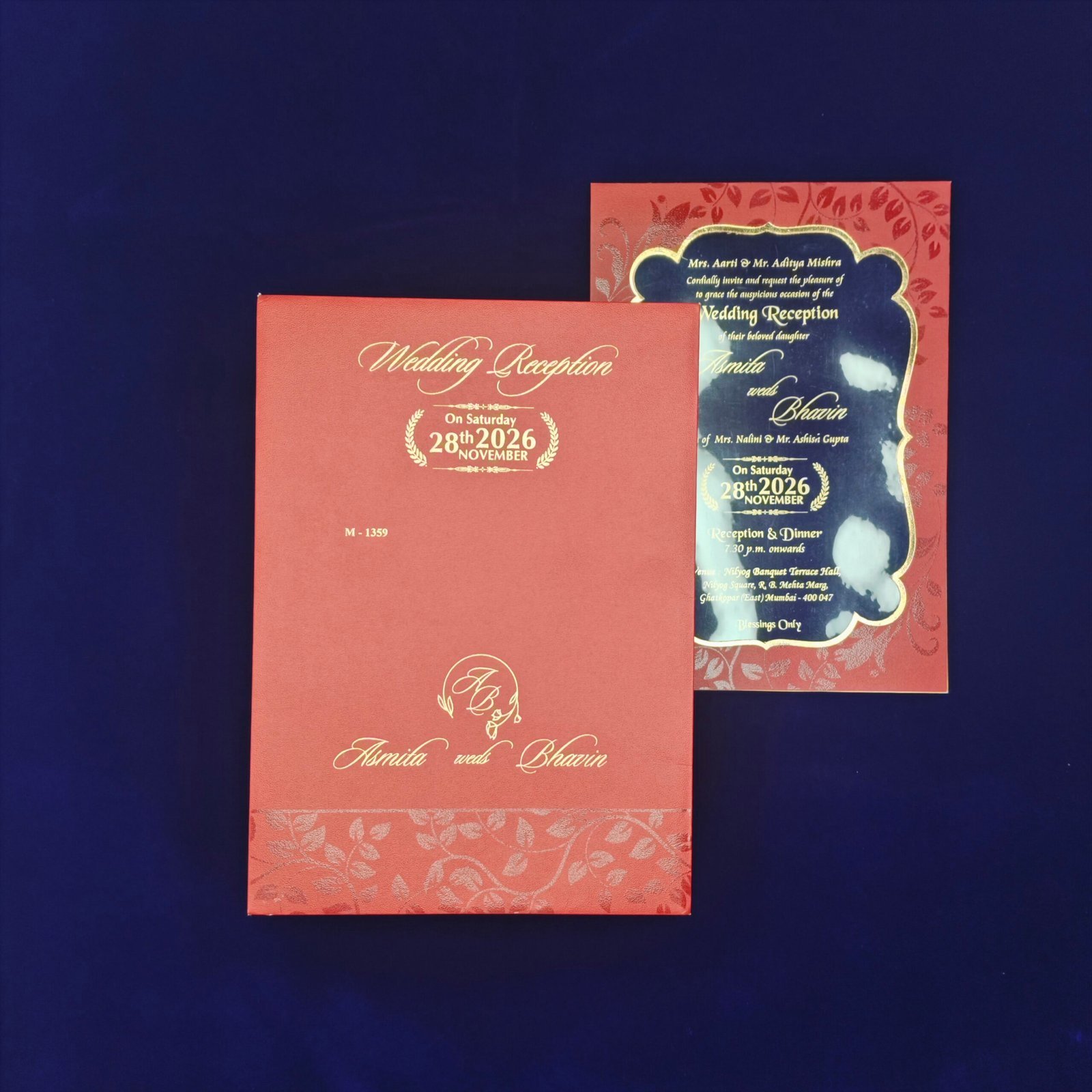Royal Red Pocket Fold Wedding Invitation with Multi Inserts - Image 4