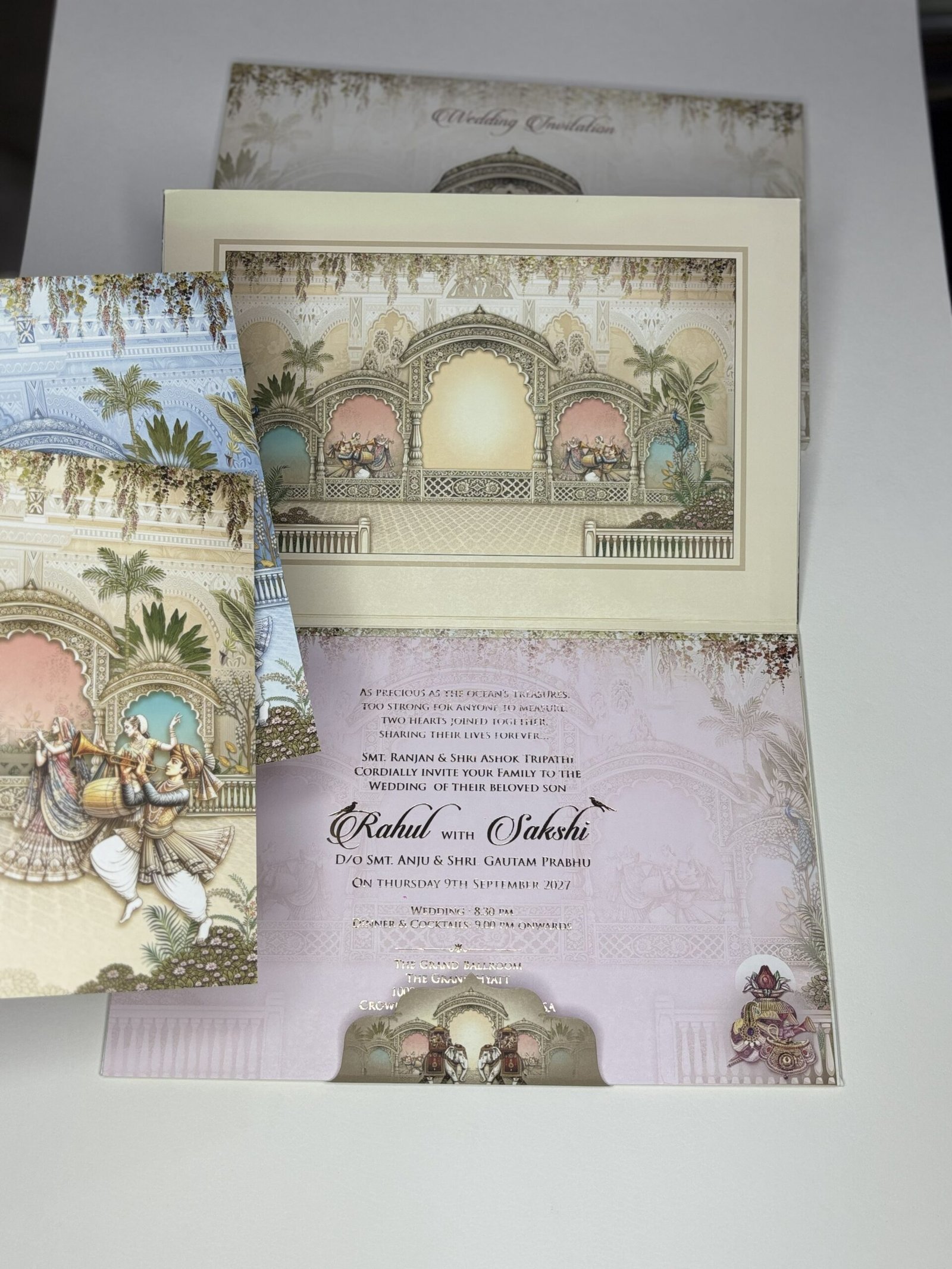 Luxury Palace Theme Wedding Invitation Card Set with Mehendi, Reception & Wedding Inserts - Image 2