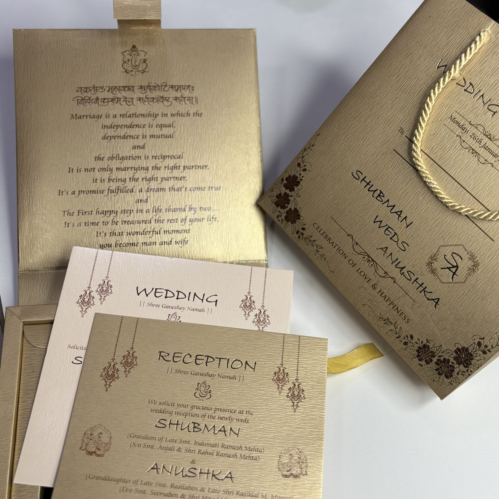 Modern Invitation Box Set with Multi Inserts & Carry Bag – Regal Gold Classic Series - Image 4