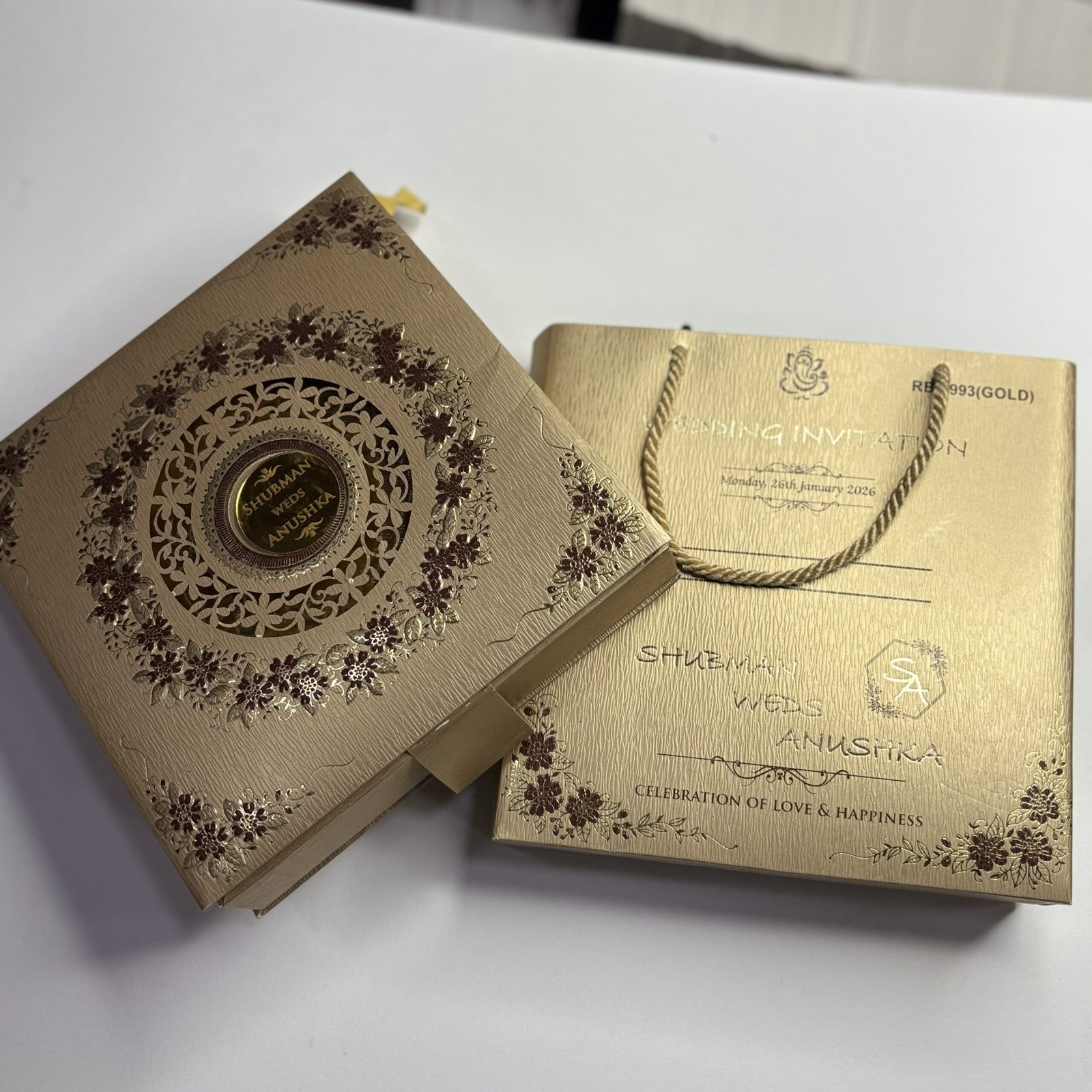 Modern Invitation Box Set with Multi Inserts & Carry Bag – Regal Gold Classic Series - Image 5
