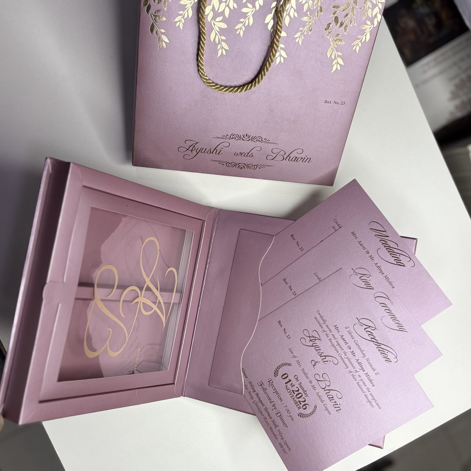 Modern Invitation Box Set with Multi Inserts & Carry Bag – Pastel Pink Premium Series - Image 4
