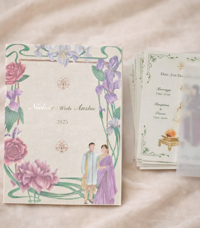 Lavender Garden Design Elegant Wedding Invitation Cards set