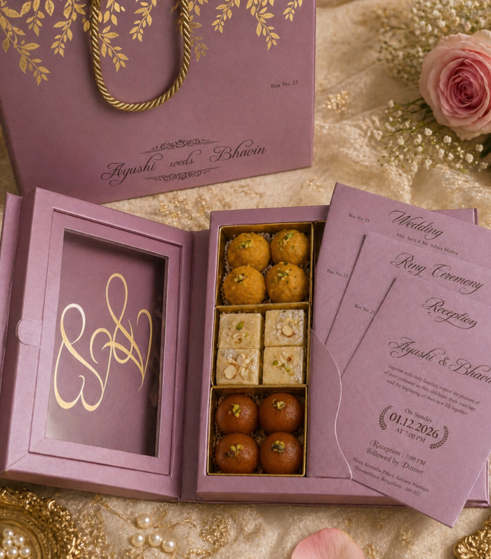 Modern Invitation Box Set with Multi Inserts & Carry Bag – Pastel Pink Premium Series