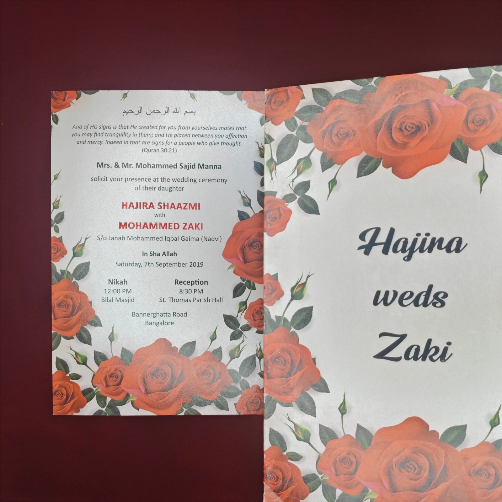Red Rose Wedding Invitation Card with Romantic Floral Artwork – Classic Love Story Edition - Image 5