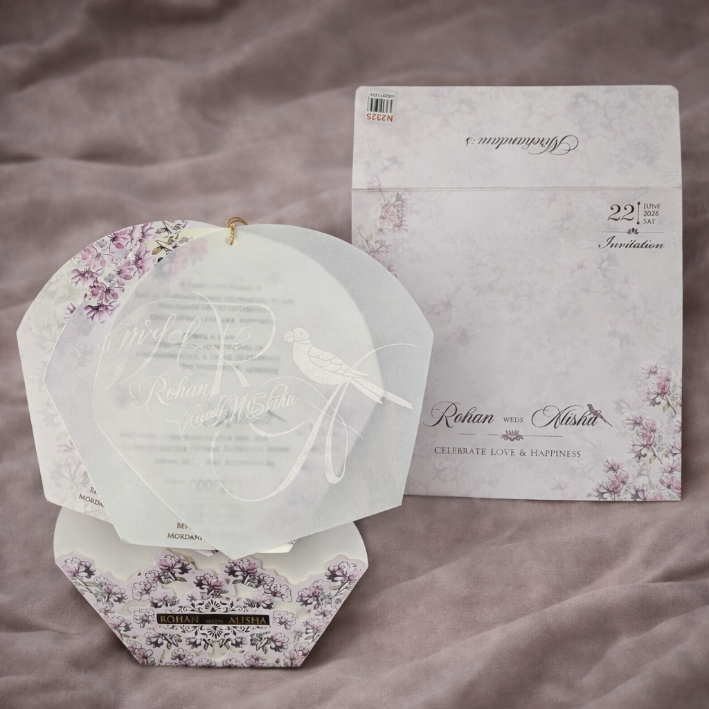 Romantic Pastel Floral Vellum Wedding Invitation - Image 3