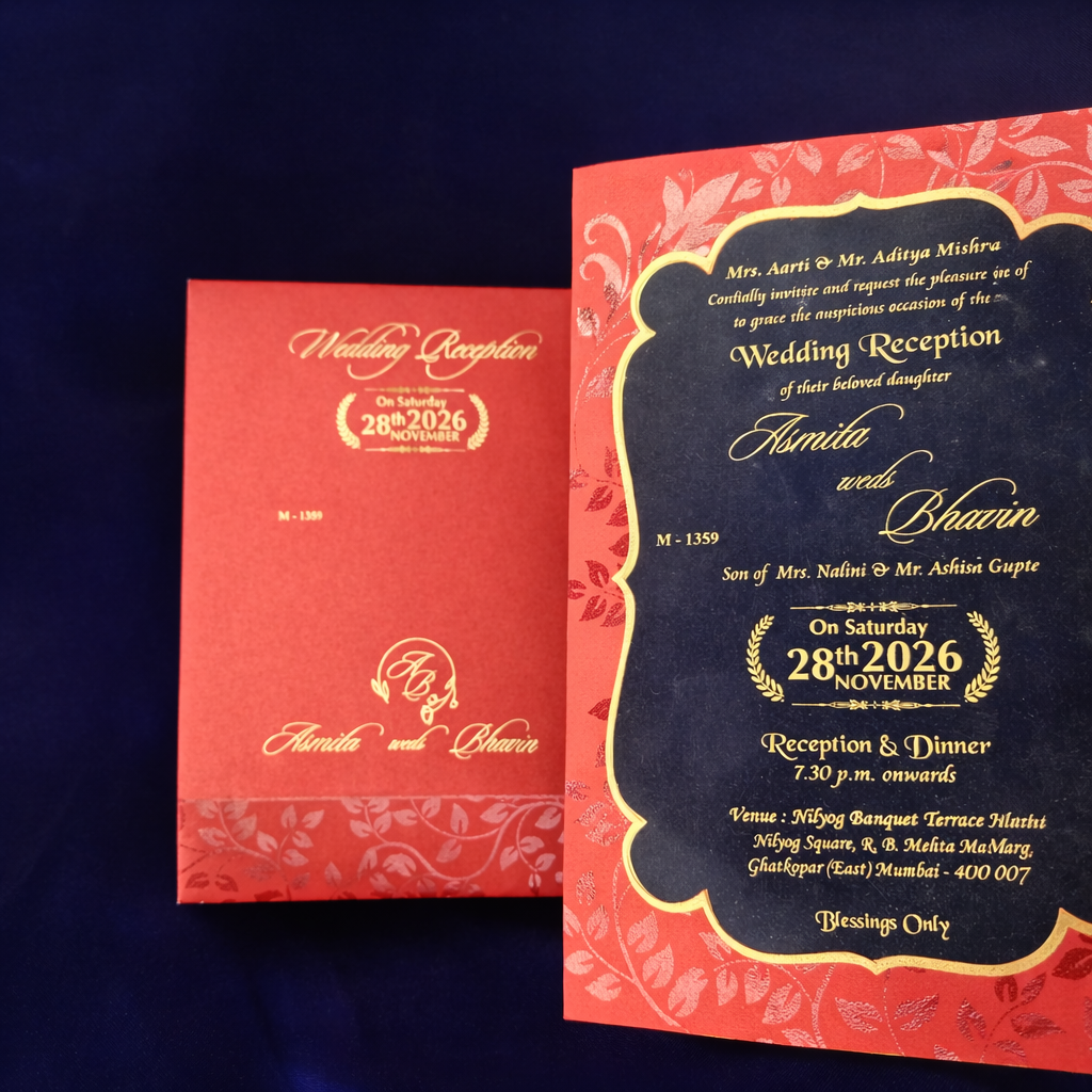 Royal Red Pocket Fold Wedding Invitation with Multi Inserts - Image 2