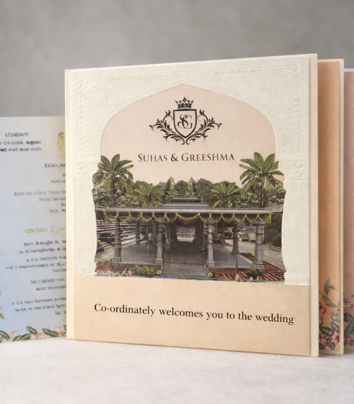 Royal Temple Wedding Invitation Card Set (Premium Rigid | Multi-Insert Design)
