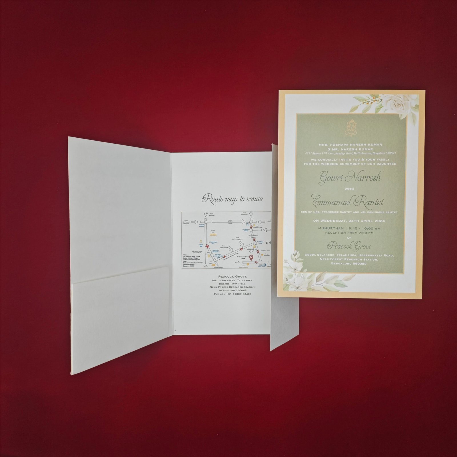 Sage Green Floral Wedding Invitation with Minimal Botanical Design – Nature Elegance Edition - Image 3