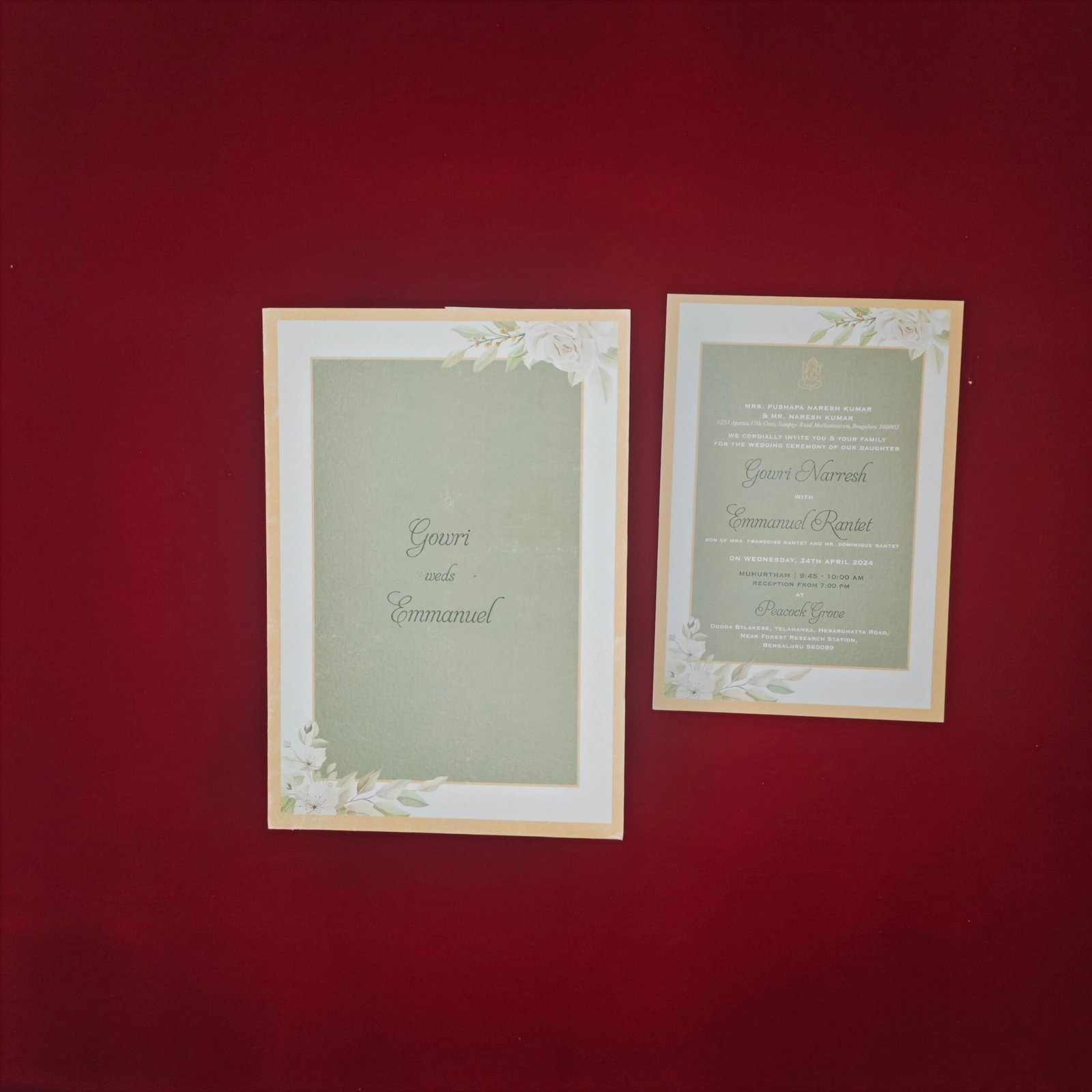 Sage Green Floral Wedding Invitation with Minimal Botanical Design – Nature Elegance Edition - Image 4
