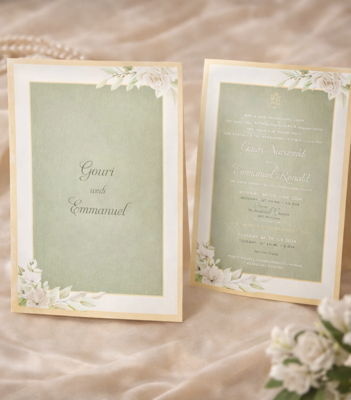 Sage Green Floral Wedding Invitation with Minimal Botanical Design – Nature Elegance Edition