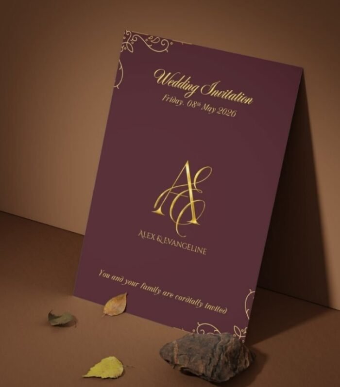 Royal Maroon Monogram Wedding Invitation